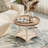 COZAYH Round Rustic Coffee Table Wood Tray Top Accent Centerpiece Storage, White