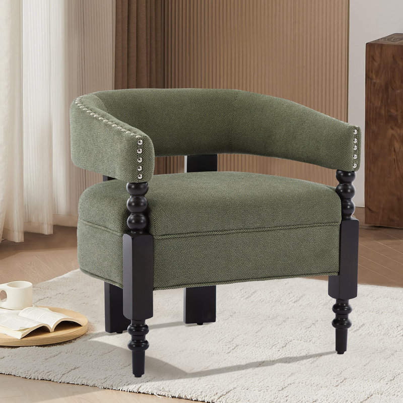 Barrel Upholstered Armchair, Green
