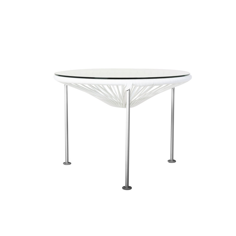 Zicatela Indoor Handmade Coffee Table, Chrome, White