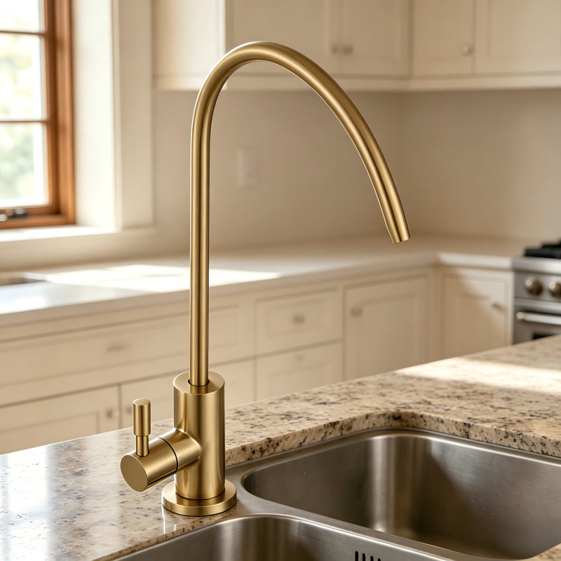 Robinet purificateur d'eau de luxe léger en or brossé - sans plomb, coffre-fort, noyau en laiton massif; Résistant à l'eau, résistant à la rouille et polyvalent pour de multiples réglages.