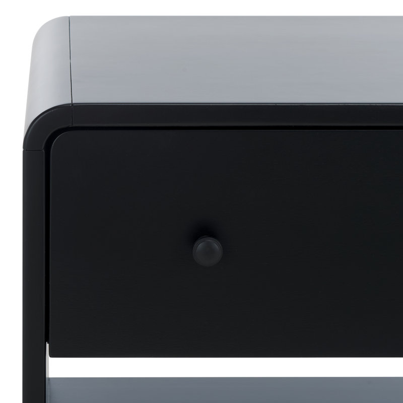 Haydriana 1 Drawer Wood Nightstand, Black