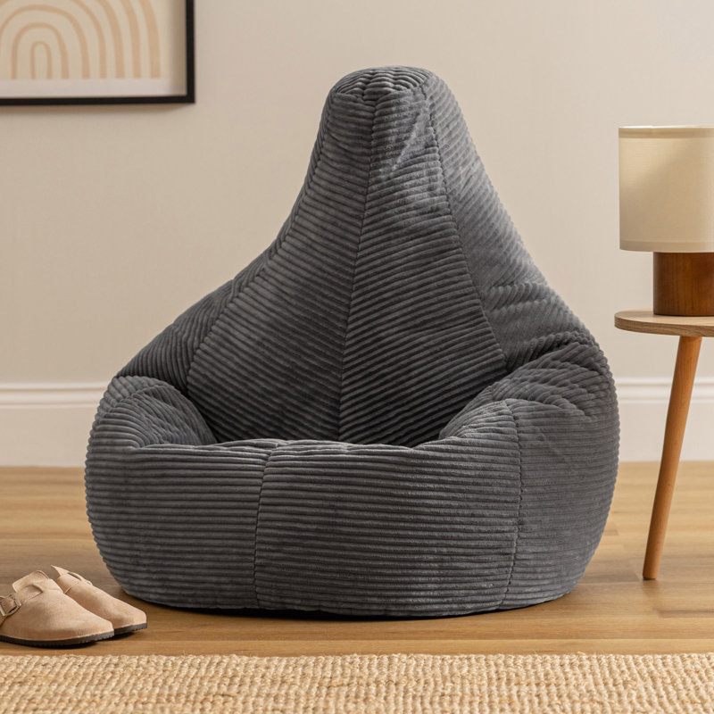 Dalton Corduroy Recliner Bean Bag, Charcoal Grey