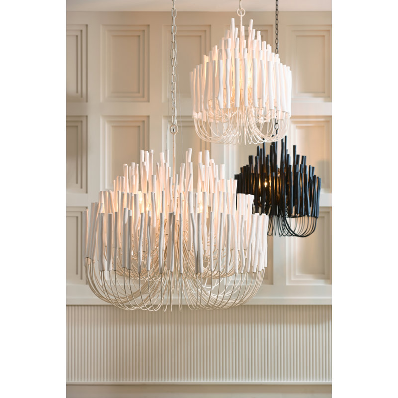 Tilda Chandelier, 38" H x 36" W x 36" D, Whitewash Stained Wood