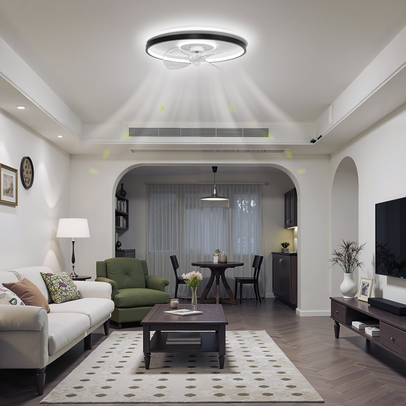 18-Inch Low Profile Flush Mount Ceiling Fan With Light - Bladeless Design & Remote Control For Modern Small Spaces