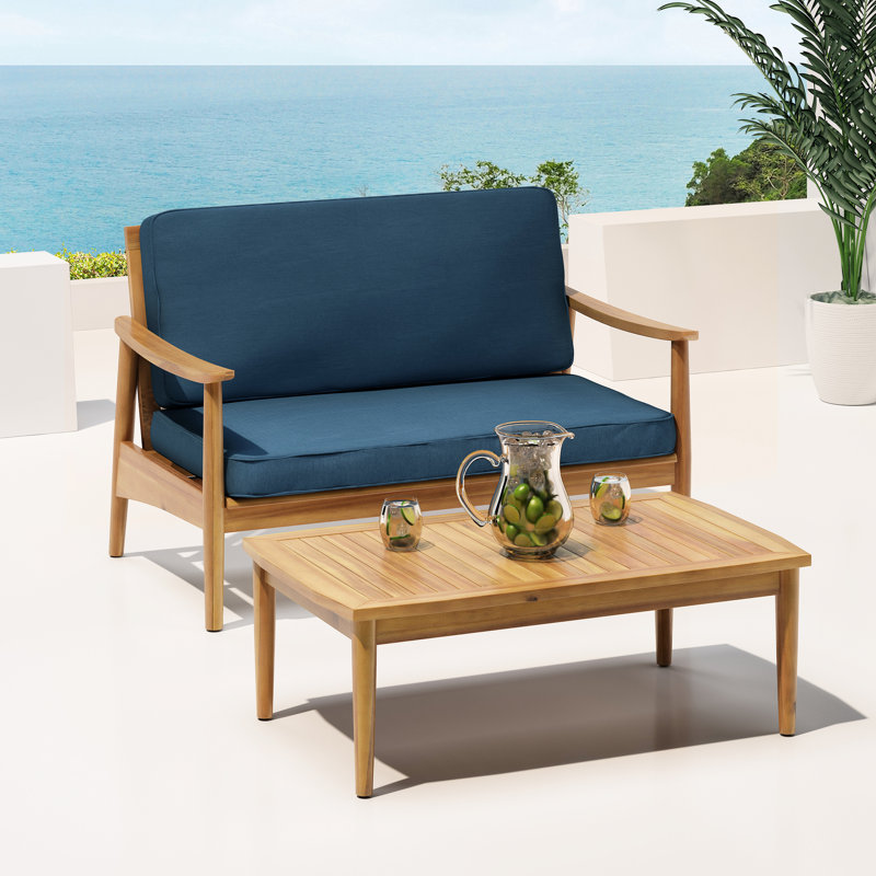Table basse sophistiquée en bois et stable avec un attrait, Bleu