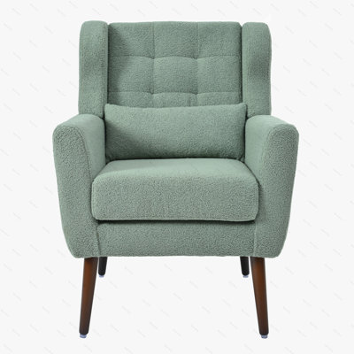 Chaise d'appoint moderne, chaises de salon en tissu Teddy, chaise de lecture confortable, chaise d'appoint de style Mid-Century, chaises avec accoudoirs pour salon, chambre à coucher
