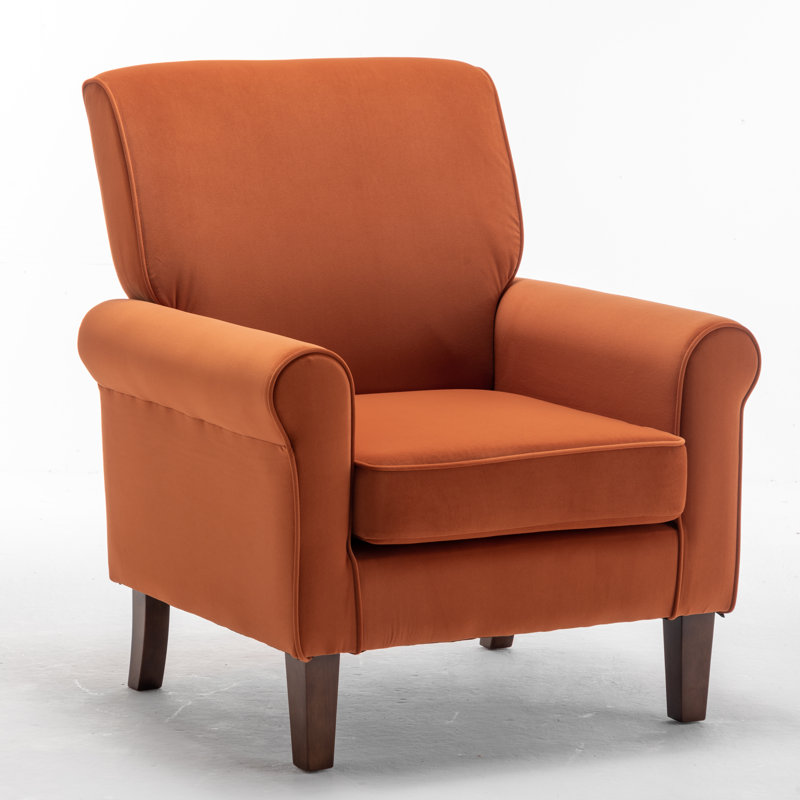 Kentin Velvet Armchair, Orange 100% Polyester