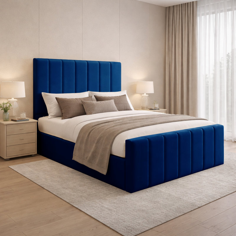 Connell Upholstered Storage Bed Frame, Marine, Double (4'6)