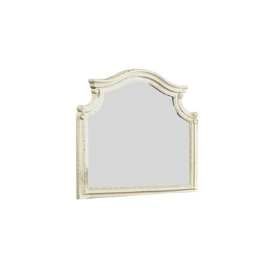Miroir traditionnel en bois massif beige antique pour chambre à coucher - Un choix élégant et raffiné.