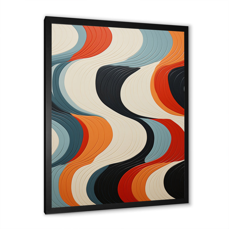 «Ibhan Orange Mid Century Optique Illusions II», reproduction sur toile, H 32 po x l 16 po x P 1 po, Cadre photo noir