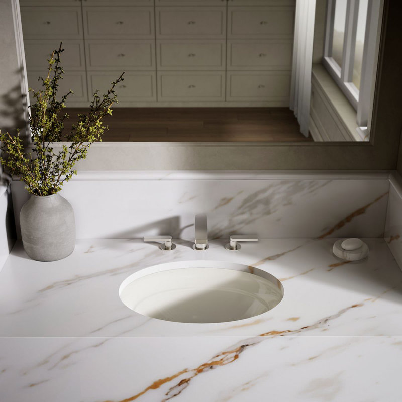Serif Metal Oval Undermount Bathroom Sink, Suede