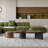 Walnut Coffee Table Set with Freeform Tabletop & White Stone Accent, Round Side Table with Gold Frame