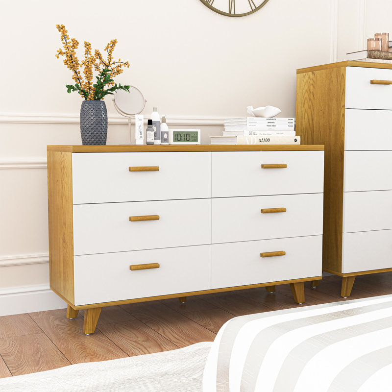 Commode 6 tiroirs large blanche