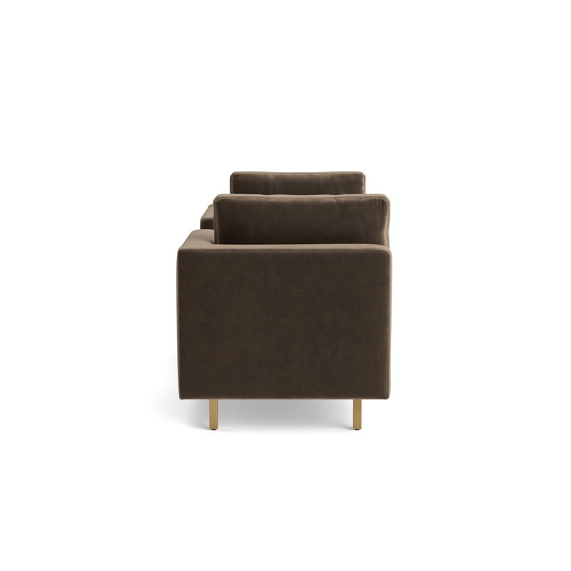 Hunter Bench, Performance Velvet - Otter, Brushed Brass