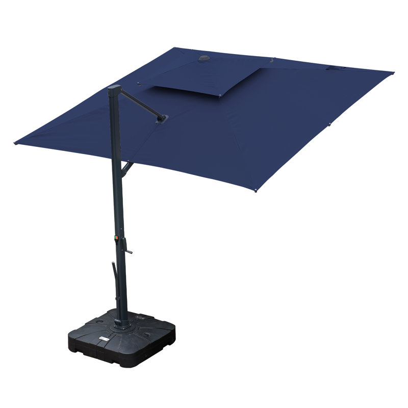 Parasol et porte-à-faux de patio en aluminium 10 pi, Bleu marine