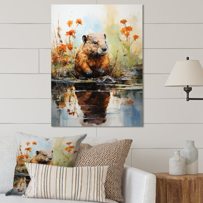Beavers Pond Reflections Florals I - Art mural en métal Beaver