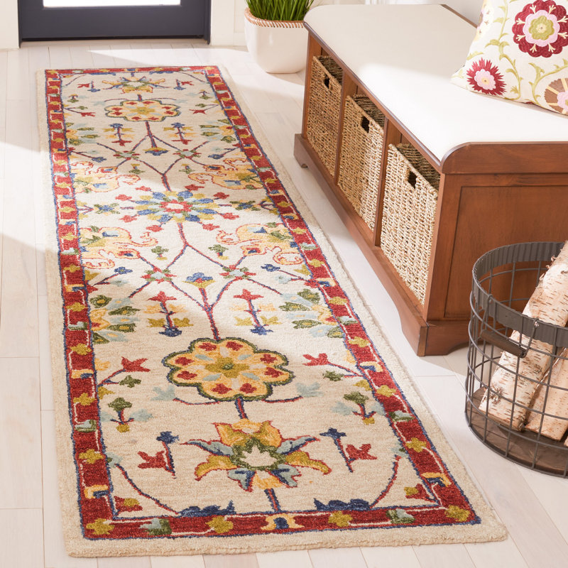 Argonaut Micro-Loop 386 Area Rug In Ivory/Red, Runner 2'3" x 9'