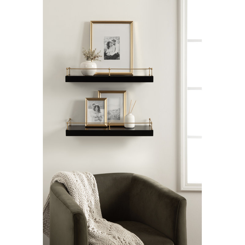 Ensemble de deux tablettes flottantes avec rampes, Noir