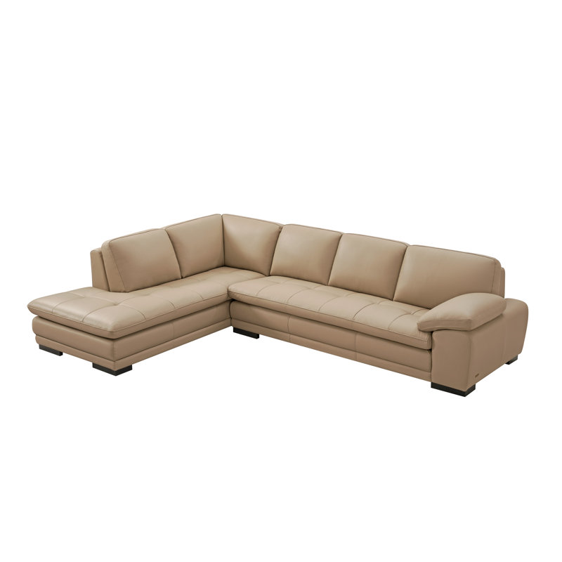 124" Wide Leather Match Sofa & Chaise, Left Hand Facing, Taupe Leather Match
