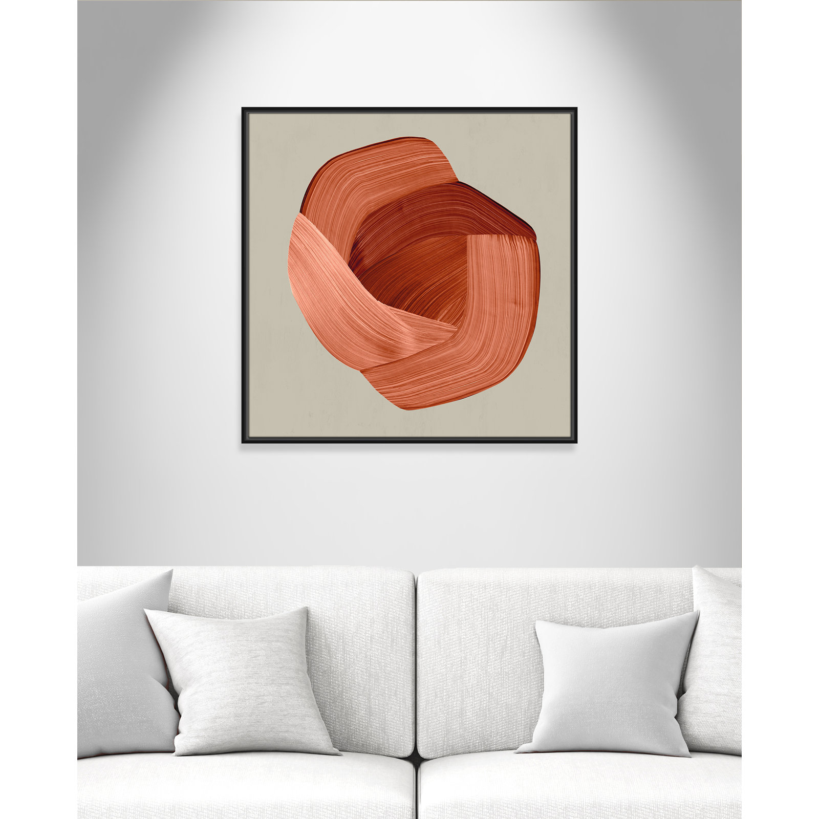 Thormond "Crema" Painting, Black Framed, 31.5" H x 31.5" W x 2" D