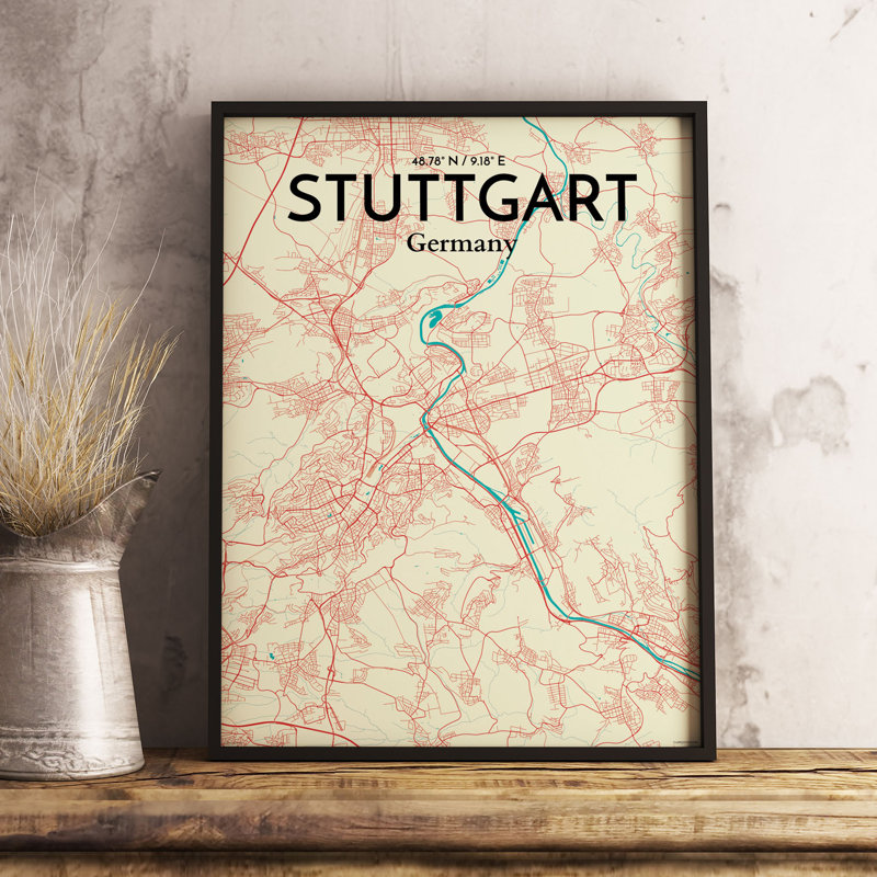 Stuttgart City Map - No Frame Print, 61cm H x 45.7cm W x 0.1cm D