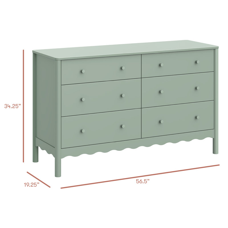 Swell 6-Drawer Assembled Dresser, Green