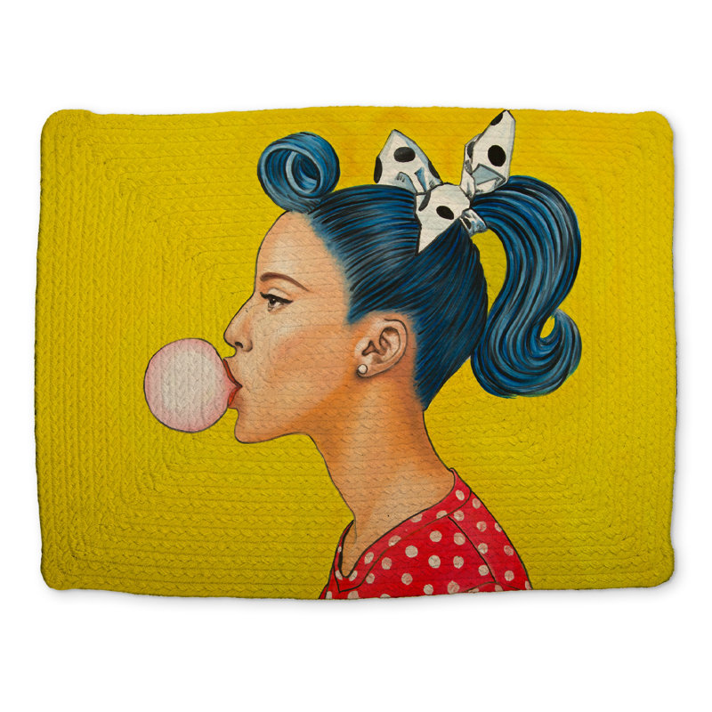 Retro Woman Polyester Placemat | Braided Home Decor Mat