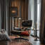 Fauteuil lounge en cuir véritable et bois massif-119218616