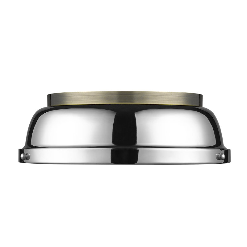 Plafonnier encastré 2 lumières Calico, Laiton vieilli, Chrome