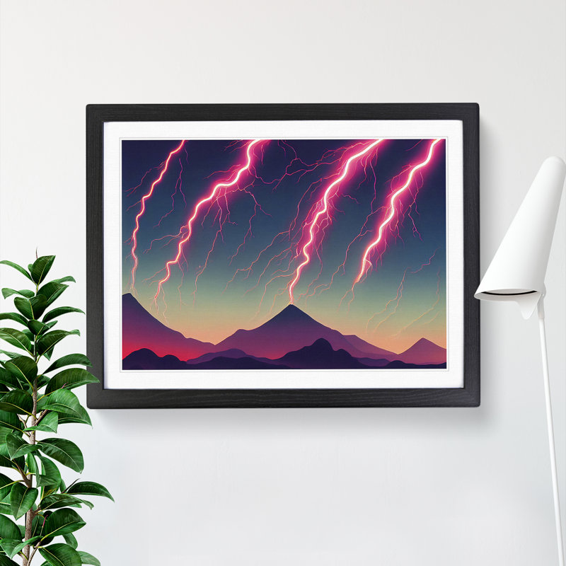 Magical Lightning Storm - Framed Print, Black, 46cm H x 64cm W x 2cm D