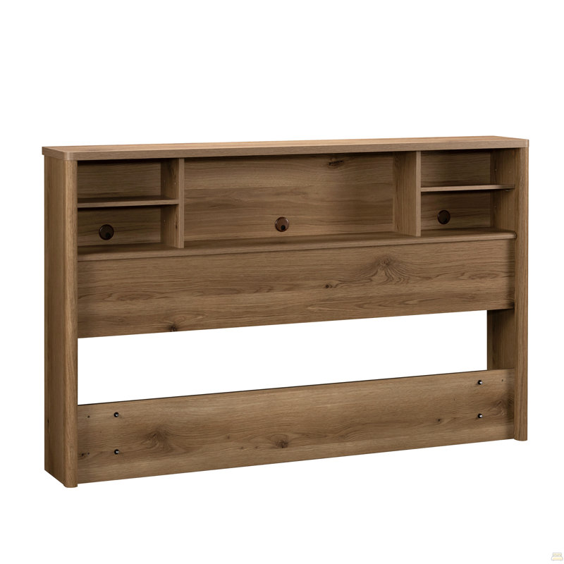 Full/Queen Bookcase Headboard With Spacious Storage Cubby, Brown