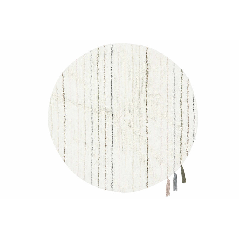 Tapis rose en laine mouton Arona rond, Rectangle 4 pi 7 po x 6 pi 7 po