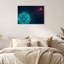 Art mural futuriste sur toile filaire cyan se connectant à un orbe orange-647222016