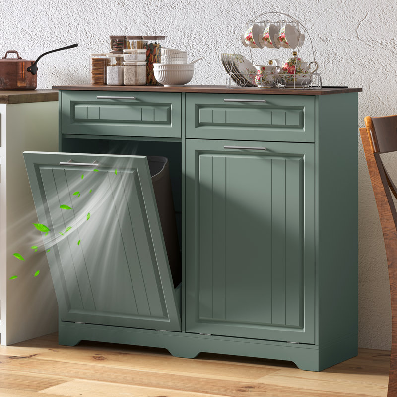 Armoire à poubelle à bascule de 20 gallons avec fonction désodorisante, 20 gallons, Vert