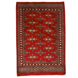 Hand Knotted Wool Area Rug in Red