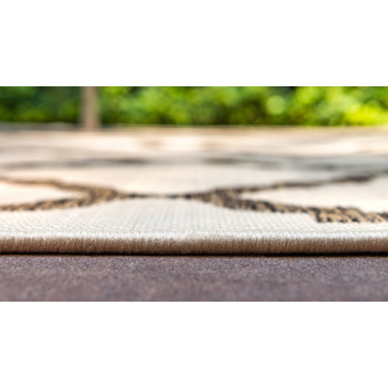 Geraldine Beige/Brown Indoor/Outdoor Area Rug, Square 6'