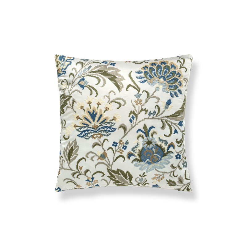 Delphine Embroidery Pillow, Summer Sage/Floral
