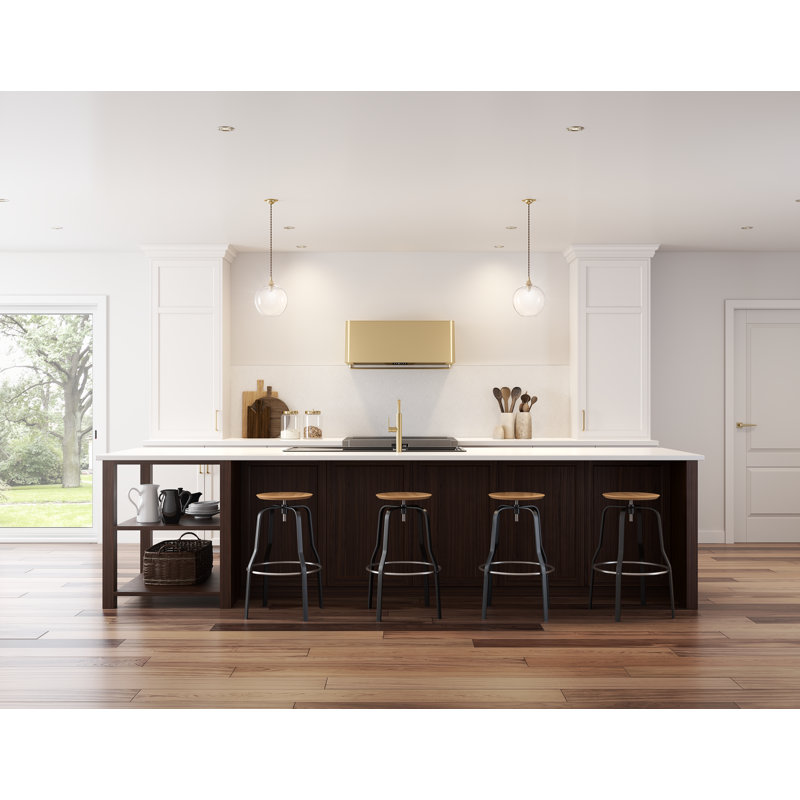 Zephyr Mesa 90 cm. Wall Mount Range Hood with LED Lights, Satin Gold