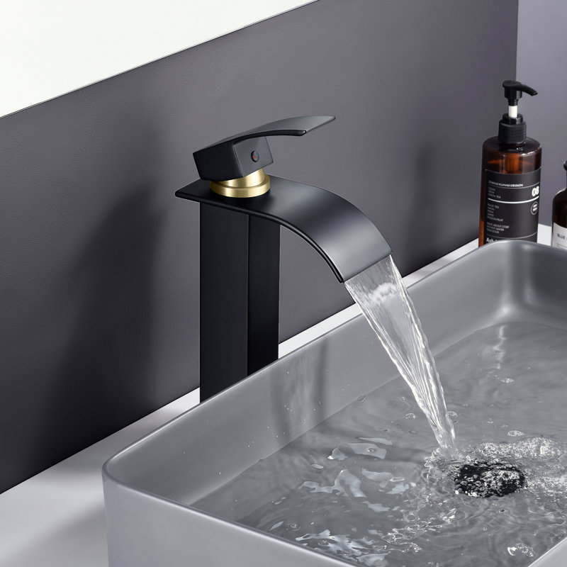 Sumerain Lead-free Stainless Steel 304 Bathroom Sink Faucet, Modern Vessel Sink Faucet With Waterfall Spout, Single Lever Handle