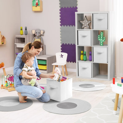 Ensemble de 6 cubes de rangement pliables de 13 pouces avec poignée Sorbus - pour organiser la maison, les tablettes, la chambre de bébé, la salle de jeux, le placard et plus, blanc