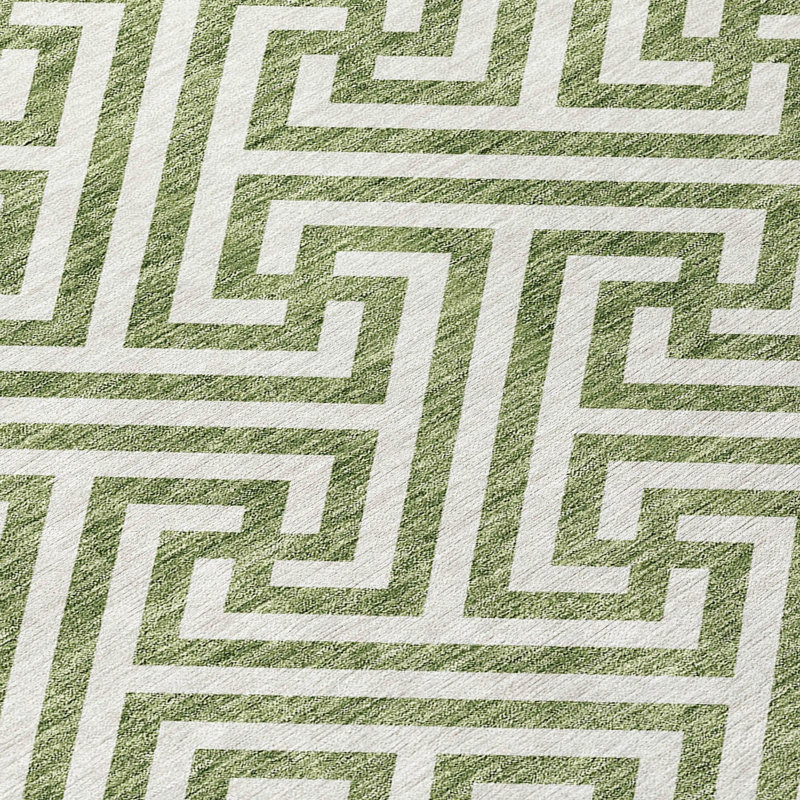 Washable Geometric Indoor / Outdoor Rug, Rectangle 9' x 12'