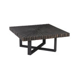 Chainsaw Coffee Table, Square, Black Iron Cross Base, Black/Copper