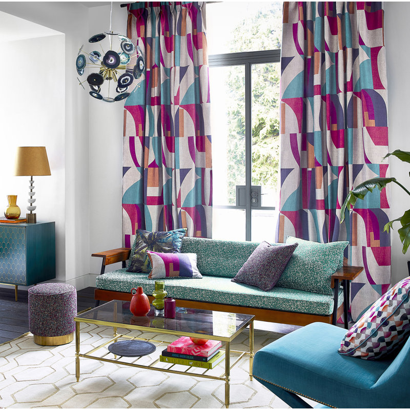 Bodega Fabric, 	Indigo/Mandarin/Fuchsia