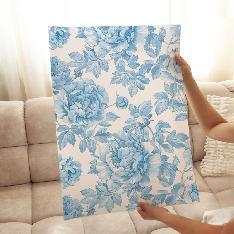 Motif floral de fleurs bleues IV, H 16 po x l 12 po