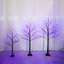 Ensemble de 3 arbres effrayants d'Halloween avec lumières DEL mauves - arbres artificiels noirs 4 pi, 5 pi et 6 pi pour la décoration intérieure d'Halloween