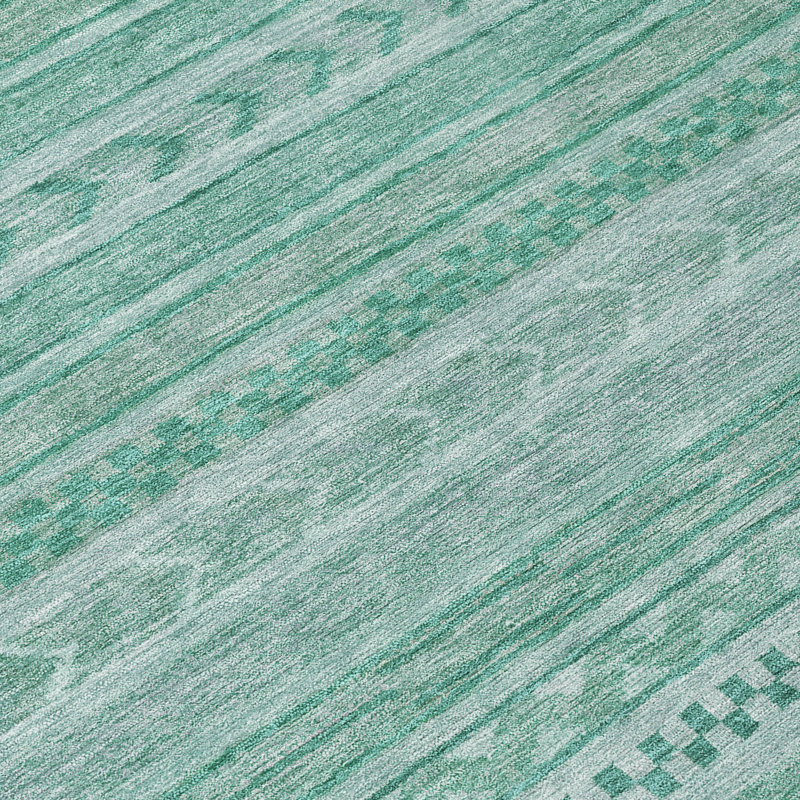 Turquoise Flat Woven Synthetic Indoor/Outdoor Washable Rug