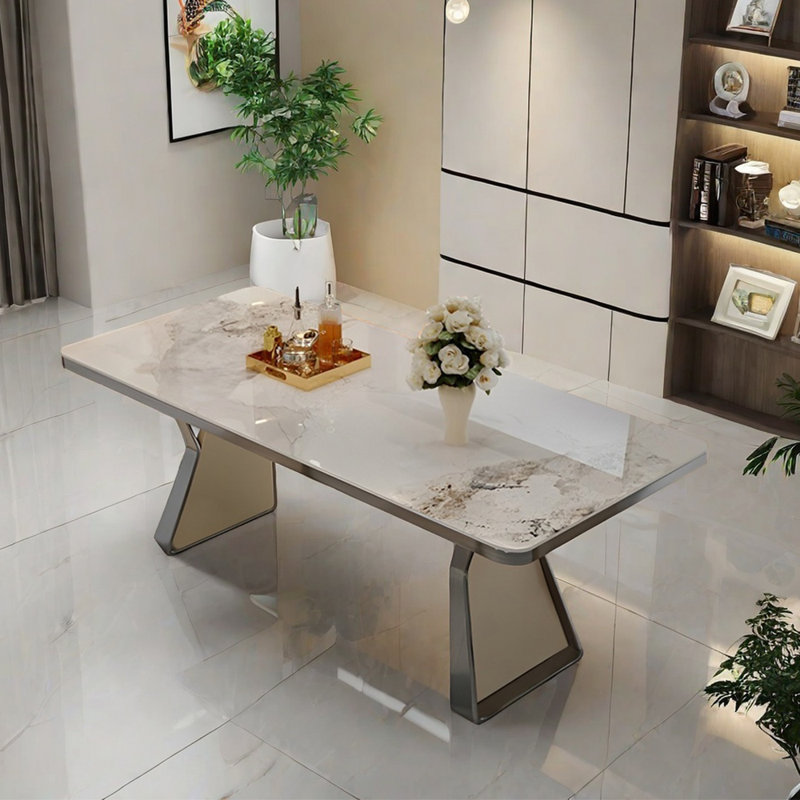 Friedrick Metal Base Dining Table, 29.52"H x 55.11"L x 31.49"W