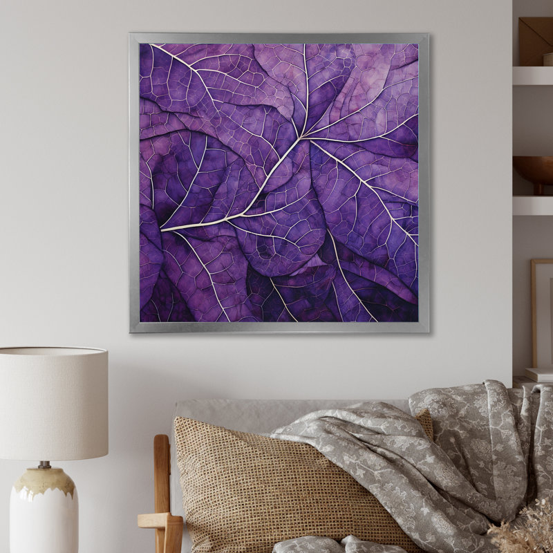 Veines de violet minimalistes I, H 24 po x l 24 po x P 1 po, Cadre simple argenté