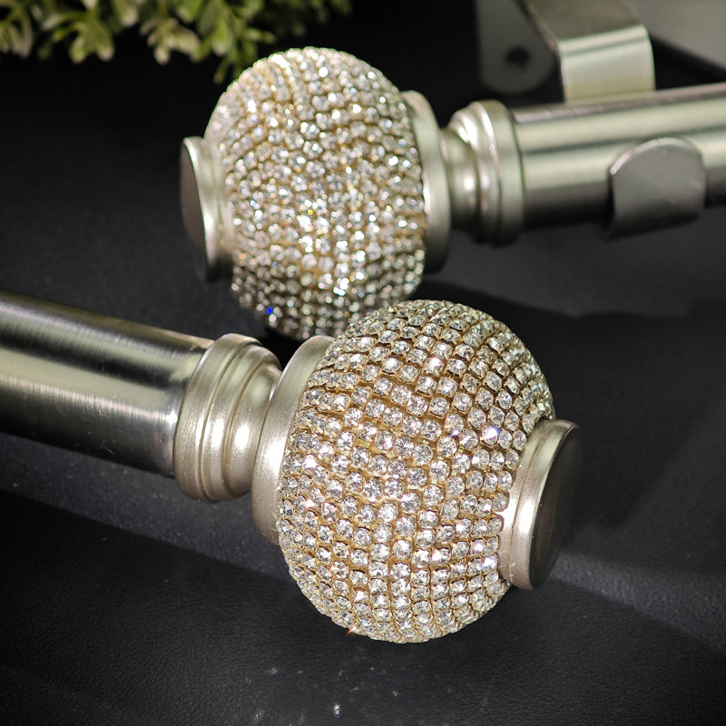Ensemble de tringle à rideaux simple réglable 1-1 / 8 po , 72" - 144", Argent argent