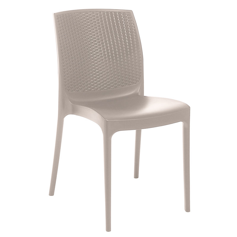 Kymberley Premium All-Weather Wicker Outdoor Stacking Dining Side Chair, Beige